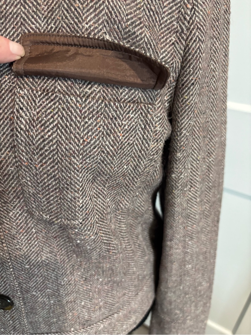 NEW Michael Michael KORS  Brown Herringbone Wool-Blend Military Stye Jacket SZ 8 - Picture 8 of 14